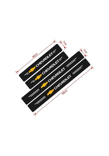 Chevrolet Logolu Karbon Kapı Eşiği Koruyucu Bant Folyo 4'lü Set