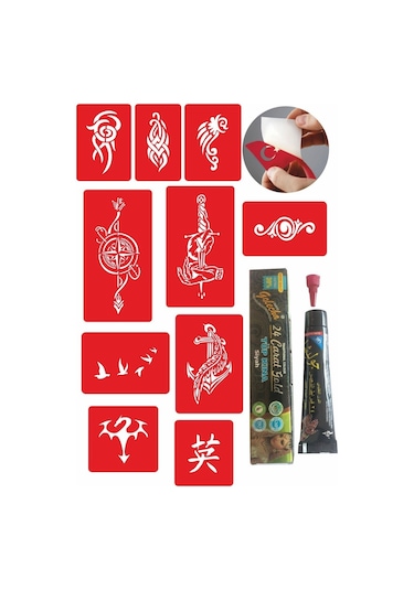 3M Çılgın Tasarımlar Kınayla Geçici Dövme Kampanya Seti 1 Tüp Kına 10 Desen Siyah