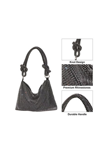 Moveevo Yeşil El Yapımı Taşlı Akşam Çantası - Yüksek Parlaklık Düğüm Desenli Gelinlik Ve Banket Çantası