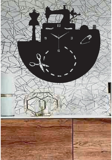 Tekstil Sektörü Temalı Dekoratif Ahşap Duvar Saati (548316902) Ahşap