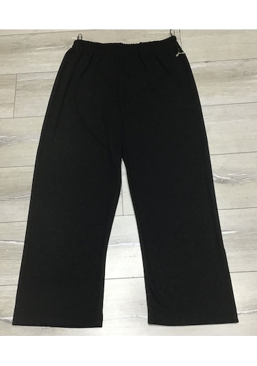 Kışlık Fitilli Kaşkorse Beli Lastikli Büyük Beden Pantolon Siyah