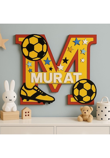 Çocuk Odası Kapı Veya Duvar Süsü Kişiye Özel İsim Yazılı No:1004 Mavi - Kırmızı