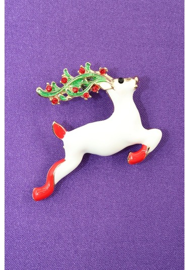 Noel Geyiği Broş. Taşlı Tasarım Ren Geyiği Broş. Yaka İğnesi Broş. Geyik Broş. Kadın Broş. Broş. Çok Renkli