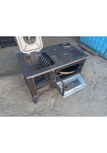 Cam Kapak Takma Ayak Döküm Estetik Kuzine Soba Kömür Odun Sobası