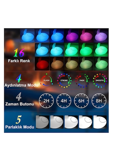Greentech Güneş Enerjili Renk Değiştiren Led’li Şişme Kuğu / GT-SL24