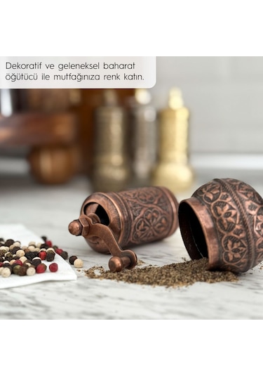 Bakır Renk Zamak Karabiber El Değirmeni Öğütücü Grinder 11 Cm Bakır