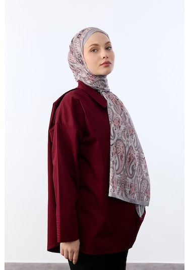 Mirsoy Scarf Asya Etnik Desen Şal Gri