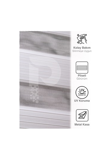 Br Perle Pliseli Ekru Renk Zebra Perde Yüksek Kalite Alüminyum Kasa Ekru