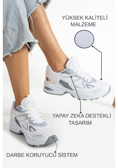 Kadın Beyaz Spor Ayakkabı Günlük Rahat Air Taban Sneaker N110