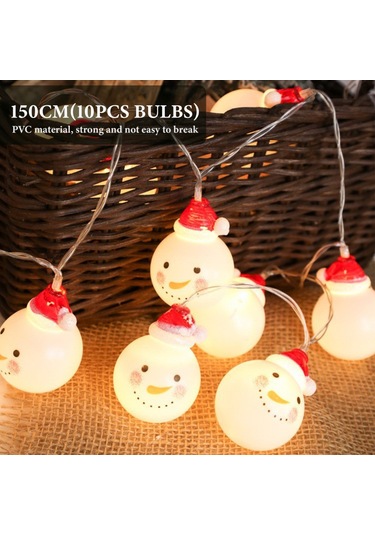 Yaozixia Noel Işık Dizisi 1.5m Kardan Adam Işık Dizisi 10 Adet Ampul Led Asılı Işık Noel Ağacı Arka Bahçe Parti Dekoru İçin