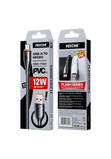 Wk Wdc-116m 12w Usb Micro Usb Hızlı Şarj Veri Kablosu, Uzunluk: 1m Siyah