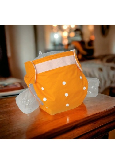 Baby Ybb Yıkanabilir Bebek Bezi Cepli Turuncu Renk Cırt Cırtlı 8kg-18kg Standart