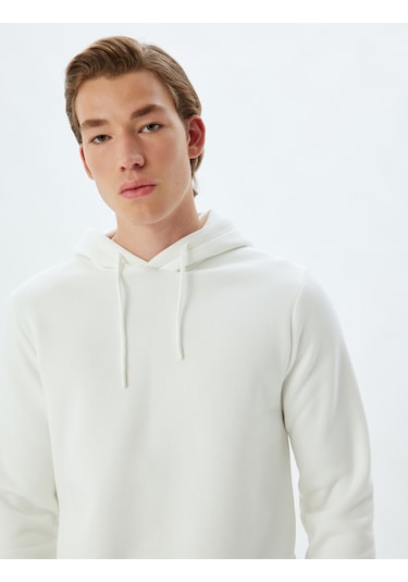 Koton Kapşonlu Sweatshirt Basic Pamuk Karışımlı Beyaz 5wam70001mk Beyaz