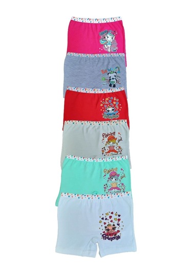 Dondeza 6Lı Kız Çocuk Renkli Likralı Pamuklu Boxer Külot (480847104)