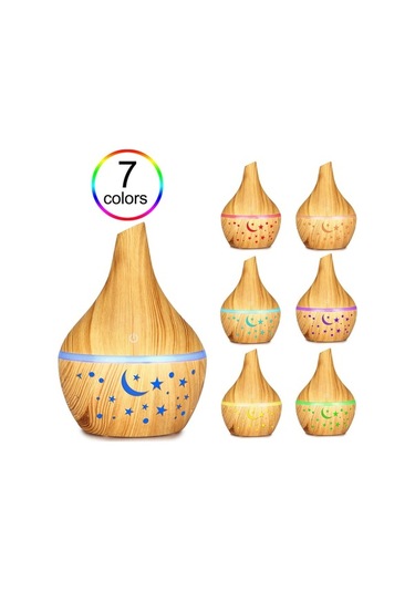 Moly 7 Renkli Led Aromaterapi Dağıtıcı, 300ml, Usb Şarjlı, Yumuşak Ahşap Desenli, Düşük Gürültülü