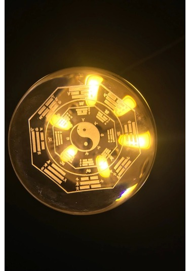 3d Led Işık Cam Küre Tek Renk Gece Lambası Yin Yan 8 Cm Mega Boy Çok Renkli