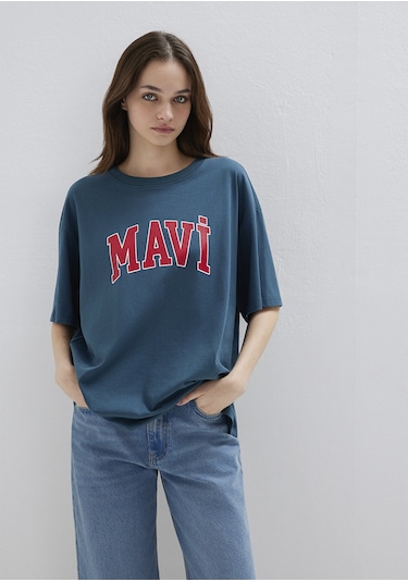 Mavi - Mavi Logo Baskılı Mavi Tişört 1600843-70771 Mavi