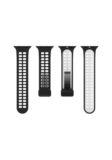 Manyetik Kat Toka Kare Delikleri Silikon İzle Kayış, iOS Uyumlu Watch Serisi 9 & 8 & 7 41mm / Se 3 & Se 2 & 6 & Se & 4 40mm / 3 & 2 & 1 38mm