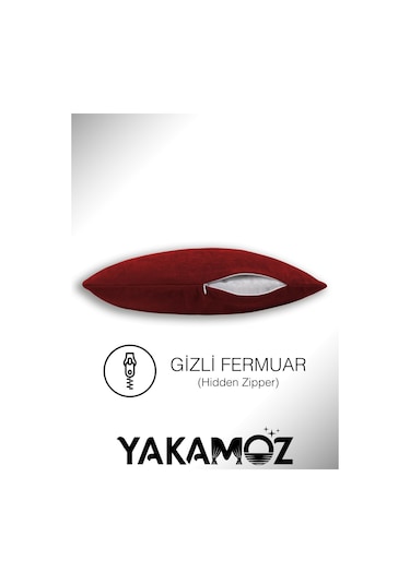 Br Yakamoz Kırmızı Renk Kırlent , Yastık Kılıfı Kadife Görünümlü Velvet Touch Serisi Kırmızı