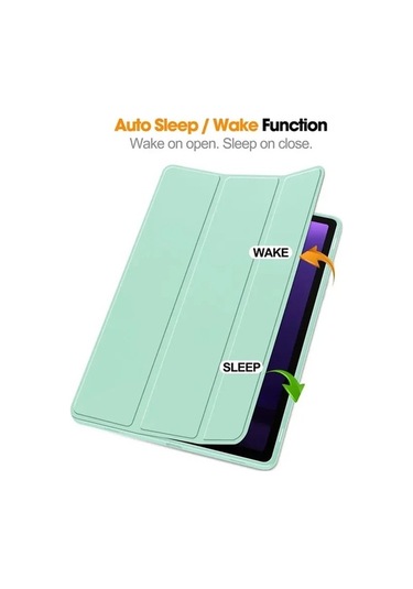Samsung Uyumlu Galaxy Tab S9 Fe Deri Kılıf Üç Katlı Stant Kalem Yuvası Tablet Kapağı Kılıf