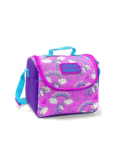 Coral High Pembe Unicorn Baskılı Termoslu Beslenme Çantası - Kız