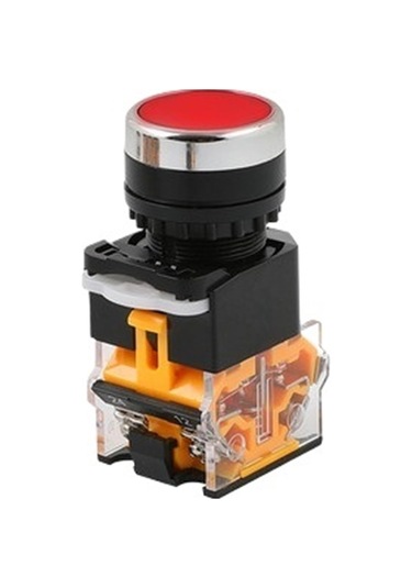 Onoff Anlık/mandal Push Düğmesi Anahtarı 22mm 4 Vidalar Dairesel Küçük Boyut Düz Yuvarlak Panel Kesim La3811bn Kırmızı, Selfreset