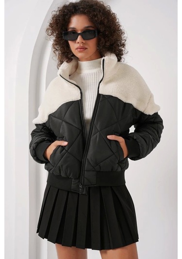 5195 Kapitone Şişme Mont - Ekru Ekru