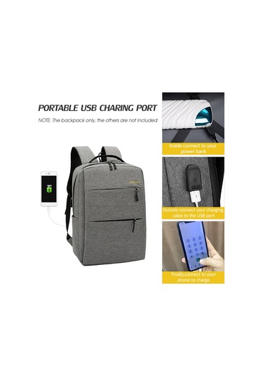 Sırt Çantası Combo Set Laptop Sırt Çantası Suya Siyah 3 Adet Siyah