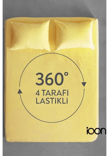 İqon Lastikli Çarşaf Takımı Tek Kişilik Sarı