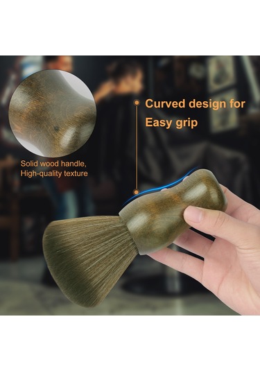 Youtek Profesyonel Saç Kesimi Tozu Fırçası - Doğal Elyaf, Ahşap Sap, Cilt Dostu