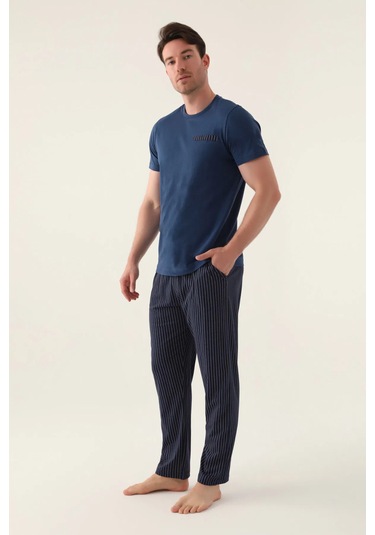 Arnetta 3015 Kısa Kol 3 Lü Erkek Pijama Takımı İndigo