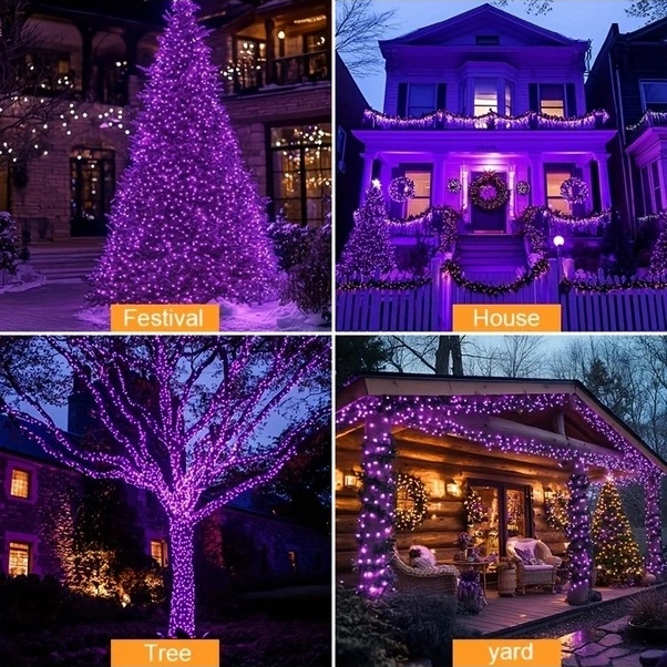 Trendooze Güneş Enerjili Led Bahçe Aydınlatma 8 Mod 100 Led 472 İnç Dekor, Mavi Renk Versiyon