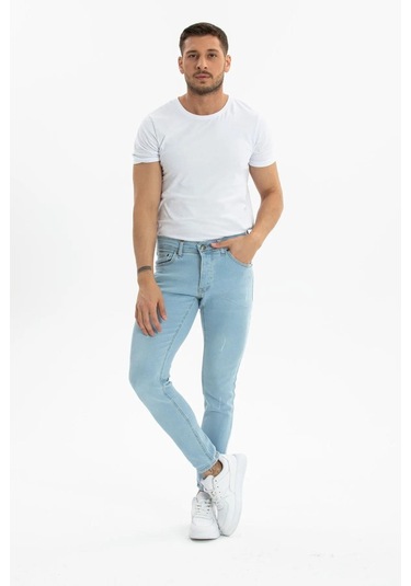 Pause Denim Erkek Slim Fit Jean Pantolon-7196 Buz Mavi