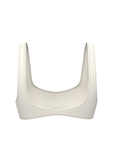 Calvin Klein Kadın Beyaz Logo Detaylı Bralet Bikini Üstü-13575 Beyaz