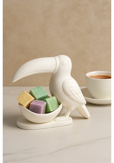 Oxyteez Kuş Figürlü Dekoratif Sunumluk Beyaz Renk Reçine Tasarım Ev Ve Ofis Dekorasyonu