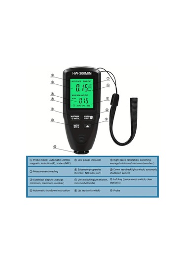 Boatshop1 Goxawee Siyah Boya Kalınlık Ölçer 0 2000um Kaplama Ölçer Lcd Ekran Otomatik Kalibrasyon Fe Nfe Algılama Araçlar İçin