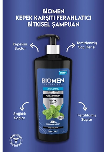 Biomen Mentol&Çinko Kepek Karşıtı Ferahlatıcı Şampuan 1 L