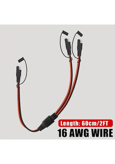 Meridiangoods 1 Parça 16awg Sae Uzatma Y Splitter Bağlantı Kablosu 1e 3 Seçenek Güç Konnektörü 60cm