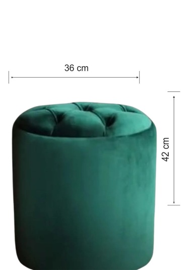 Most Hallow Kapitoneli Sandıklı Puf 15 Yeşil Kadife Kumaş Eviniz