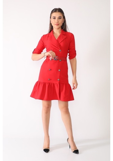 E.T.'S Element'S Kadın Kemerli Düğme Detaylı Elbise