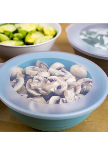 Ceronni Galaksi Desenli Kapaklı Kase 3lü Set 3lt 2lt 1lt Turkuaz Turkuaz