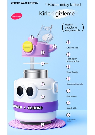 Termos Bardak 316 Paslanmaz Çelik Çocuk Büyük Göbek Su Isıtıcısı-siyah 1