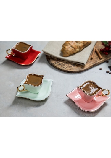 Emsan Sonsuz Aşk 2 Kişilik Kahve Fincanı Takımı Kırmızı 100 ML