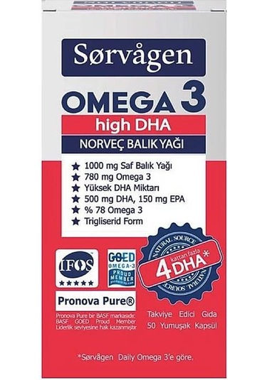Sorvagen Omega 3 High Dha Norveç Balık Yağı 50   Kapsül