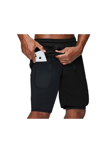 Mooly Unisex Koşu Ve Antrenman Sporcu Şortu 2 In 1 Açık Gri
