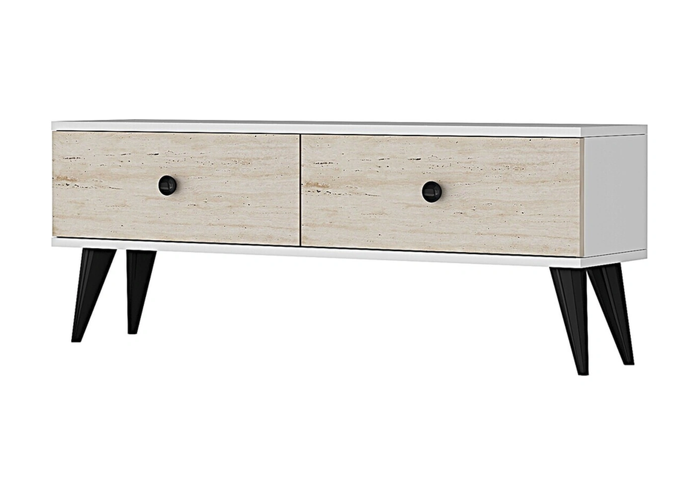 Tsa1202bt - Mona Tv Stand Beyaz-traverten 120cm Beyaz