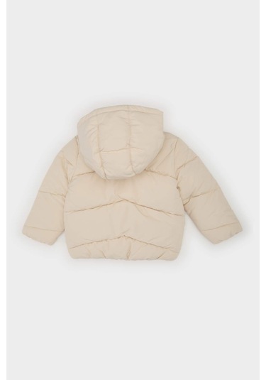 Defacto Kız Bebek Rüzgar Geçirmez Su İtici Kapüşonlu Şişme Mont E7360a525auer37 Ekru