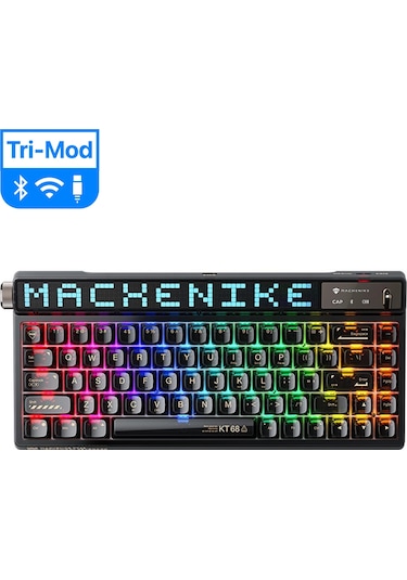 Machenike KT68 Pro Tri-Mode Yellow Switch LCD RGB İngilizce Oyuncu Klavye