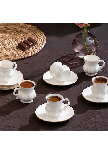 Perotti 4311 Emery 12 Parça Yaldızlı Porselen Kahve Fincan Takımı