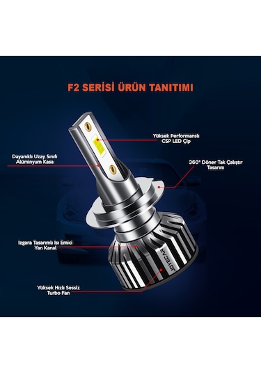 Joyecar F2 Mini Csp Şimşek Led Xenon Far H1/H3/H4/H7/H11/9006 387940222